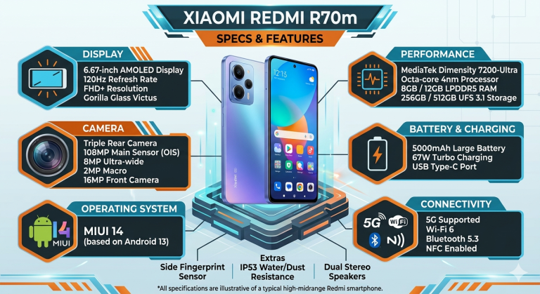 Xiaomi’den Batarya Canavarı: Redmi R70m Özellikleri